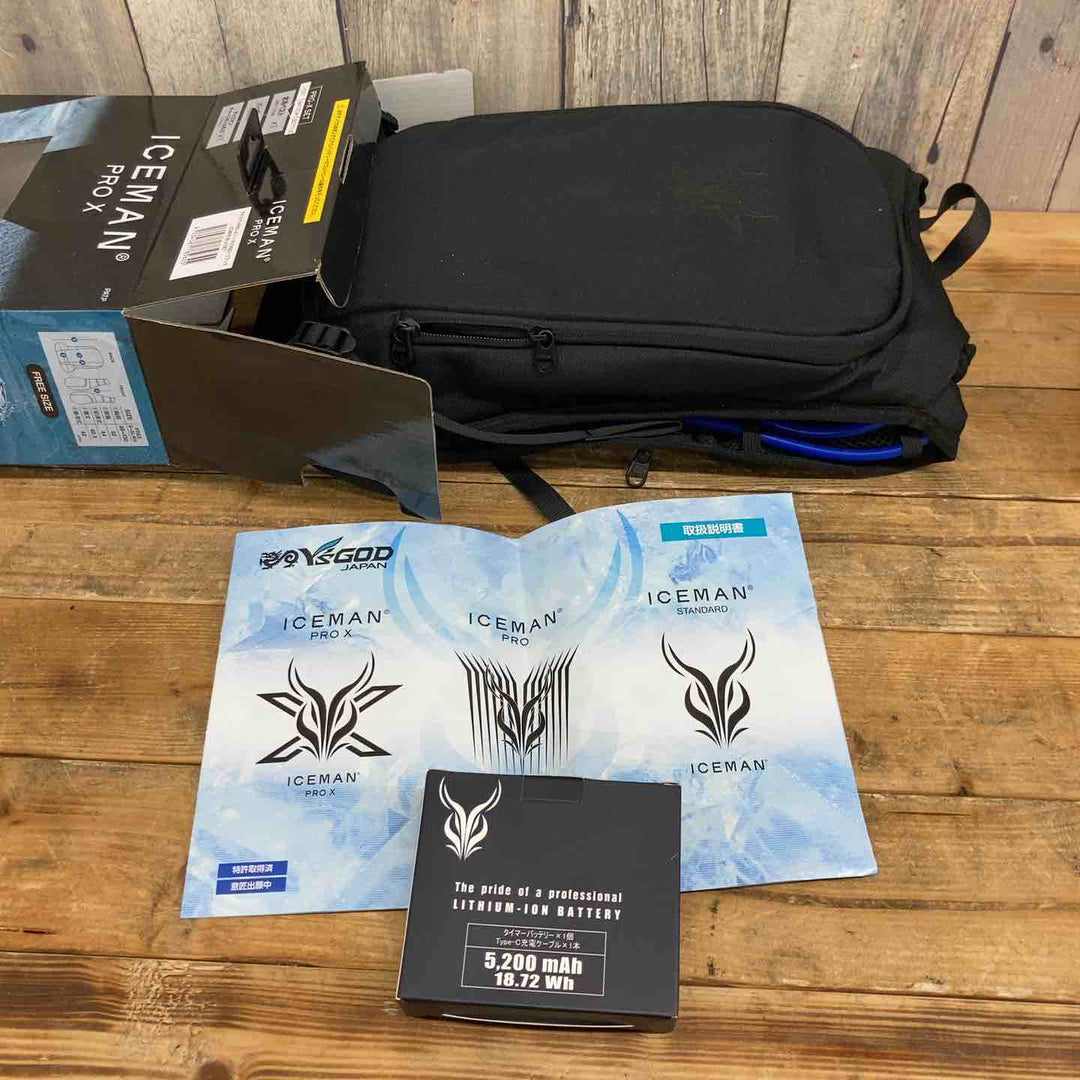ワイズゴッド(Y's GOD The pride of a professional.) アイスマンPRO-X 水冷服 ICMPX-BLV-SET ブラック フルハーネス対応モデル 薄型2024年モデル【東大和店】