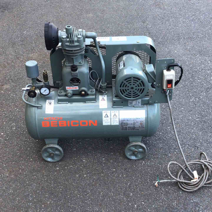 【店頭受取り限定/現状品】日立 ベビコン 0.75P-9.5CV エアコンプレッサー 0.75Kw/1馬力 三相・200V タンク容量：38L【八潮店】