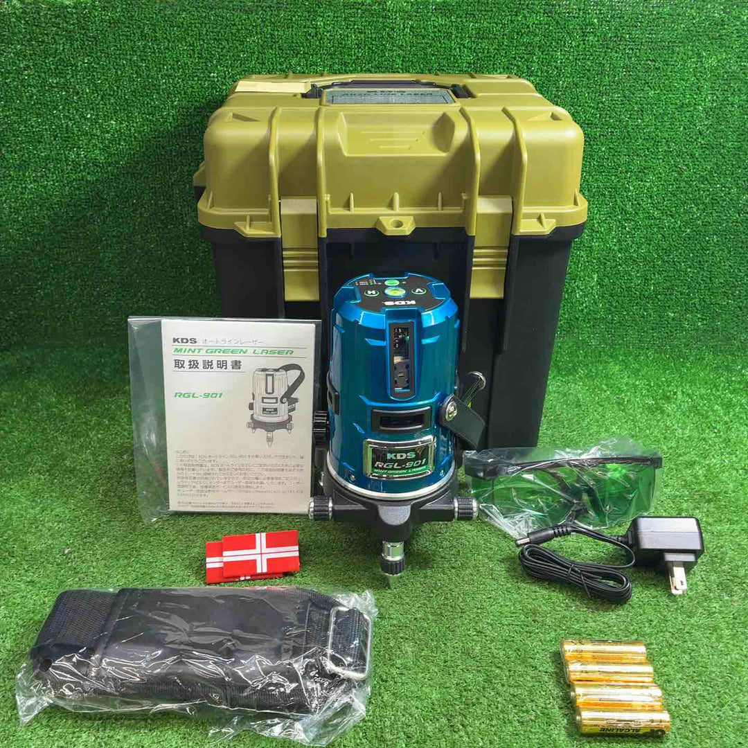 【未使用品】 ムラテックKDS ミントグリーン レーザー墨出器 本体+受光器+三脚 RGL-901RSA 【藤沢店】