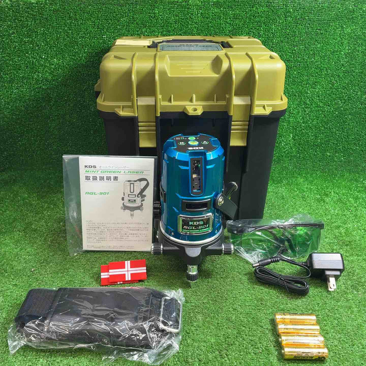 【未使用品】 ムラテックKDS ミントグリーン レーザー墨出器 本体+受光器+三脚 RGL-901RSA 【藤沢店】