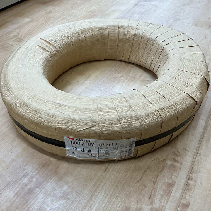 【店頭受取り限定】YAZAKI 矢崎 CVケーブル 3C×8sq 30m巻 新品紙巻/製造2年以内 ※2026年2月製造【電材館越谷店】