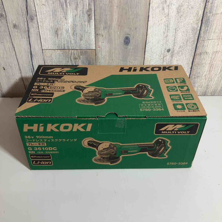 【未使用品】HiKOKI(ハイコーキ) 36V 充電式 ディスクグラインダ G3610DC トイシ径100mm スライドスイッチ 蓄電池・充電器・ケース別売 G3610DC(NN)【戸田店】