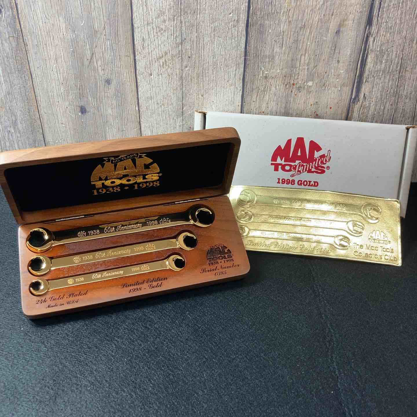 【中古美品】 マックツール(MACTOOLS) 24ｋフレアナットレンチ 3本セット 60周年記念 1998年 GOLD 未使用長期保管品 【東大和店】 中古美品】 マックツール(MACTOOLS) 24kフレアナットレンチ 3本セット