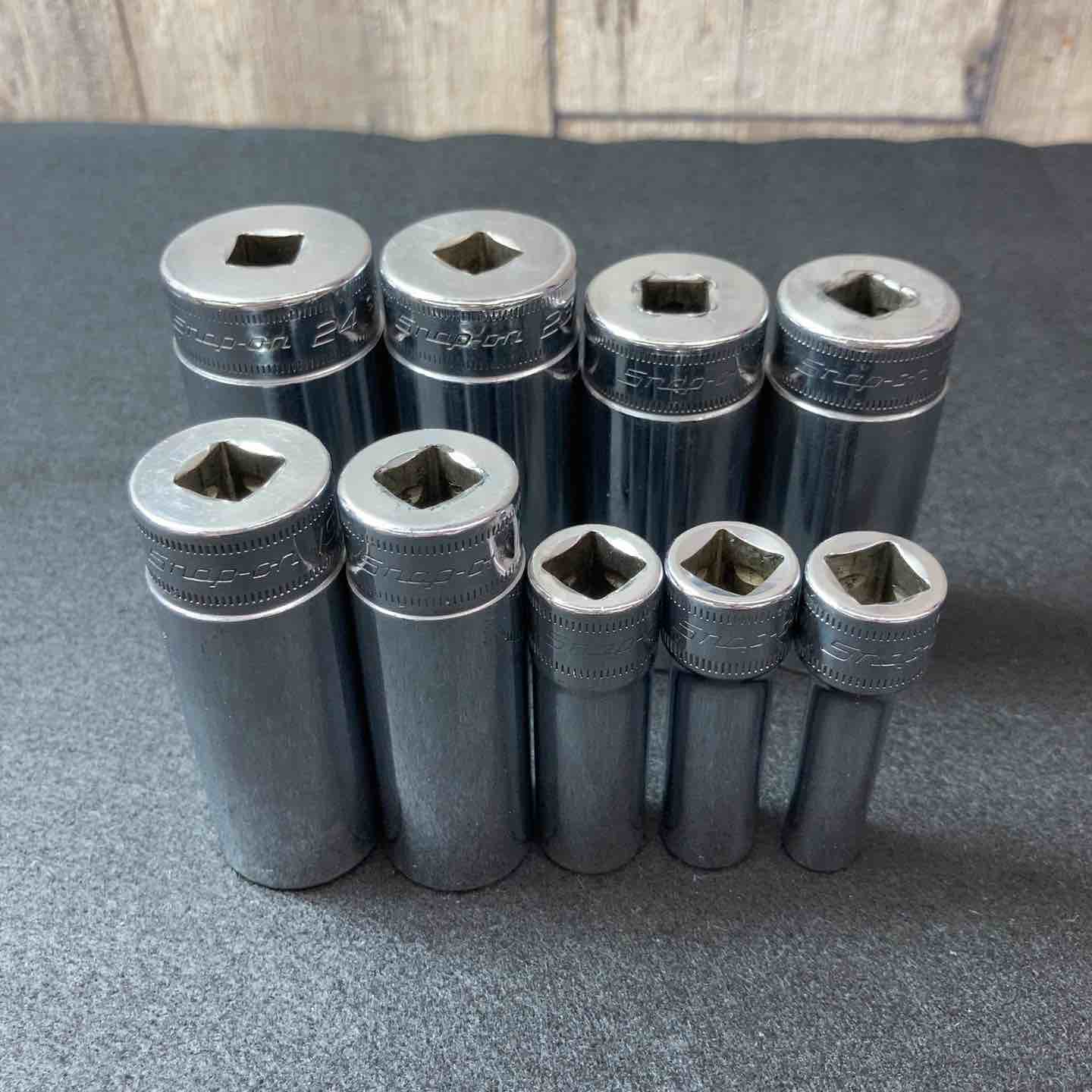 【中古品】 スナップオン(Snap-on) SFSM8～SFSM24 セミディープソケット 9点セット 【東大和店】 中古品】 スナップオン(Snap-on) SFSM8～SFSM24 セミディープソケット