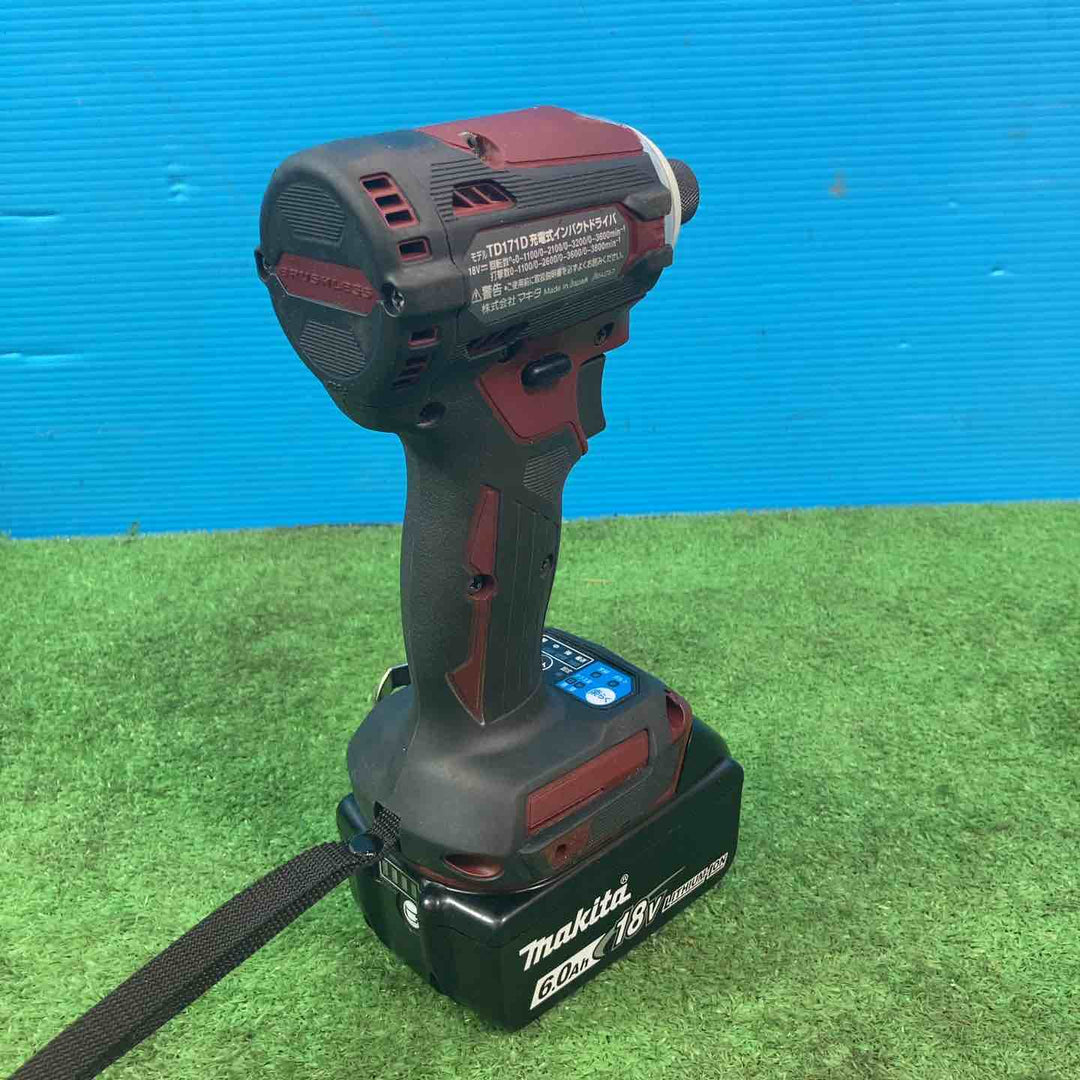 ★マキタ(makita) コードレスインパクトドライバー TD171DGXAR ◇18V6.0Ah×2個付き【岩槻店】