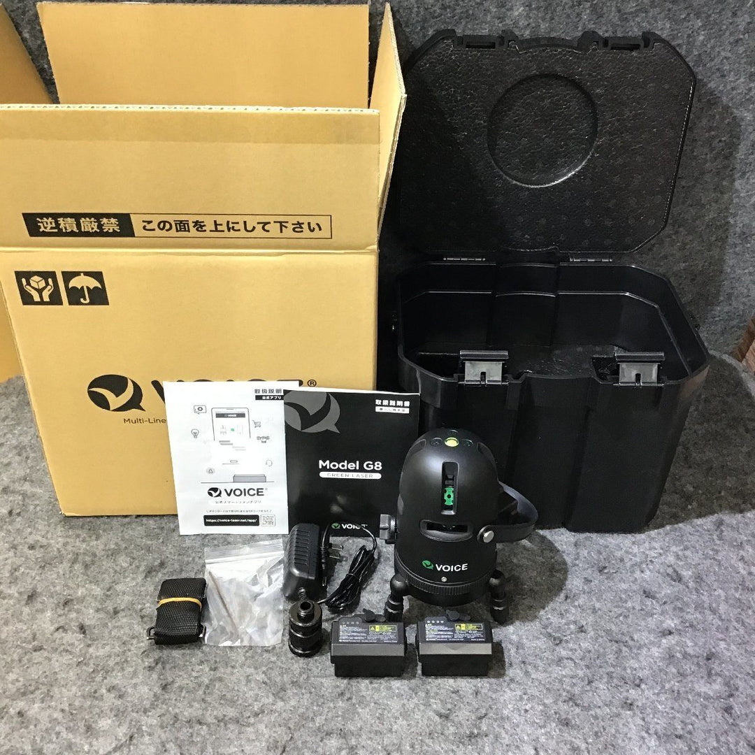 【未使用品】VOICE レーザー墨出し器 フルライングリーンレーザー Model-G8 受光器 三脚付き【桶川店】
