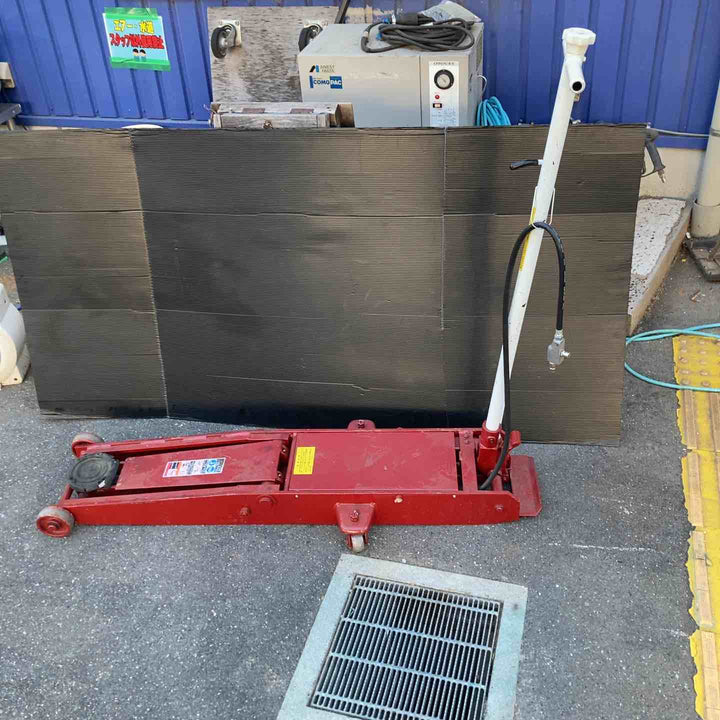 【動作確認済み 店頭受取り限定】マサダ エアージャッキ 低床型 3t 手動/エアー兼用 ペダル付 ウレタン車輪仕様 ASJ-30ML-U【戸田店】