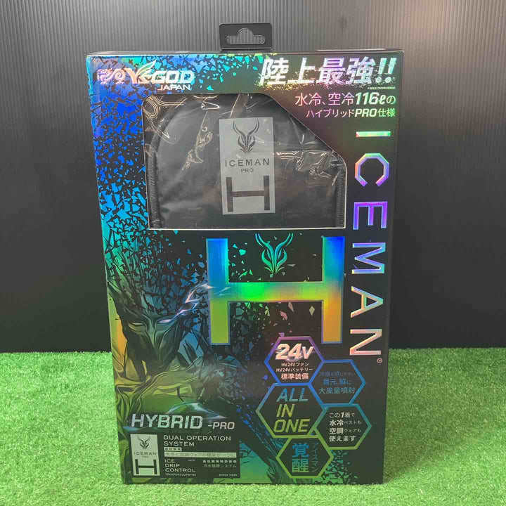 【2025年最新モデル】山真製鋸 (Y'sGOD JAPAN) アイスマン HYBRID-PRO ハイブリッドプロ ICMPH-BLV-SET ブラック 水冷服 空調服 水冷＋空冷 24V高出力ファン+バッテリー＋チャージボトルセット【岩槻店】