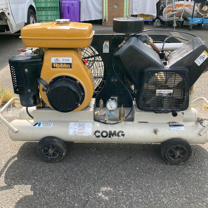 【中古品/店頭受取り限定】アネスト岩田 エンジンコンプレッサ PLUE33-7 3.7kw 5馬力【東大和店】