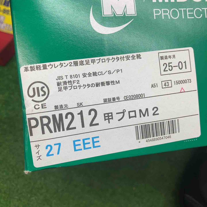 [ミドリ安全] プレミアムコンフォート 安全靴 JIS規格 短靴 甲プロテクタ付 耐滑 PRM212 甲プロM2 ブラック 27.0 cm 3E【川越店】