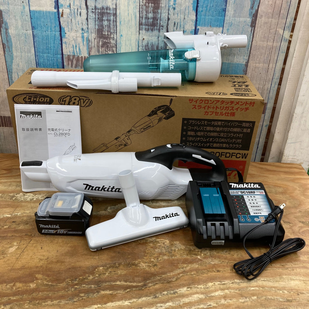 ▼マキタ/makita 18V充電式クリーナ CL280FDFCW 店頭展示品 サイクロンアタッチメント付き【柏店】