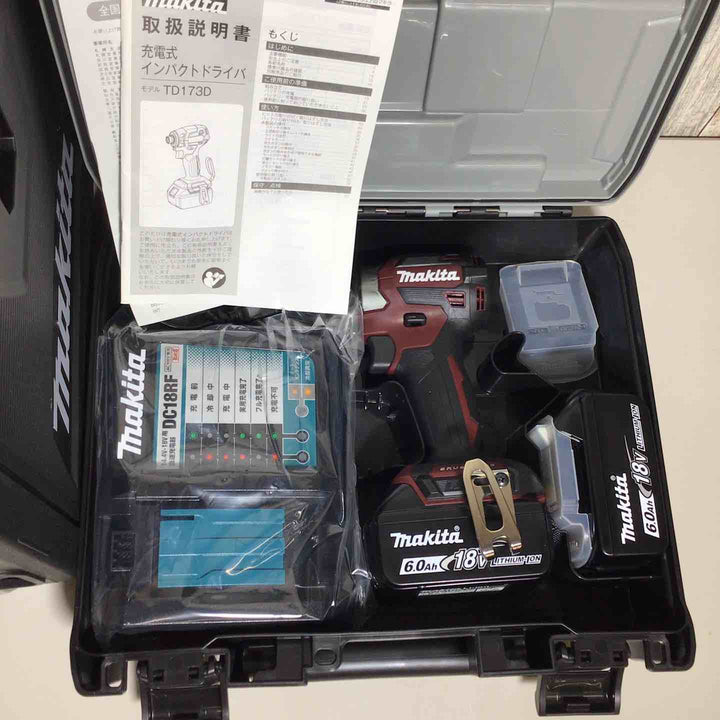 【未使用品】 限定色 マキタ makita コードレス インパクトドライバー TD173DGXAB 3台 フルセット インパクト レッド 赤 純正 純正品 【戸田店】