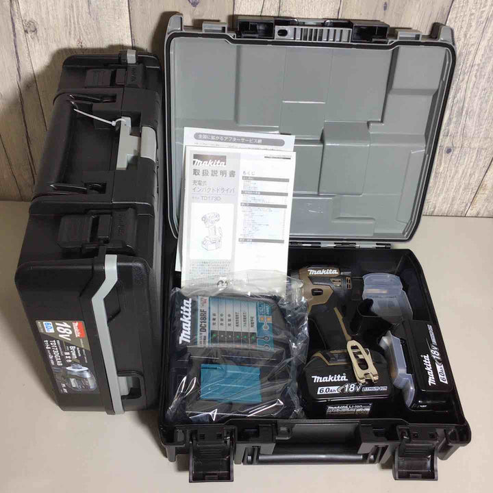 【未使用品】 限定色 マキタ makita コードレス インパクトドライバー TD173DGXAB 2台 フルセット インパクト ブラウン 茶 茶色 純正 純正品  【戸田店】