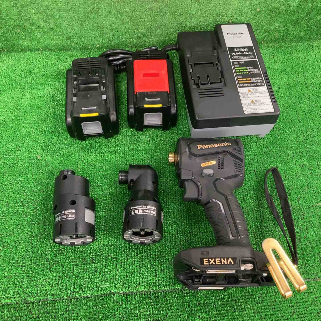 ◇パナソニック 充電インパクトドライバー EZ1PD1 +BRAIN 18V5.0Ahバッテリー2個 アタッチメント付 EXENA Pシリーズ ブラック EZ1PD1J18A1B【川崎店】