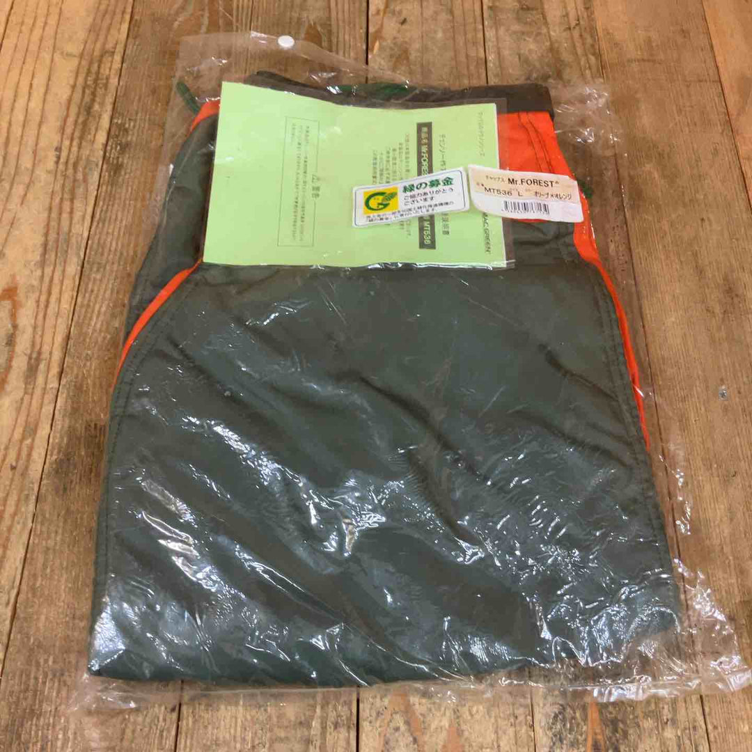 マックス(MAC GREEN) 防護チャップス チェンソー作業用防護服 Mr.FOREST MT536 オリーブXオレンジ Lサイズ 2点セット【所沢店】