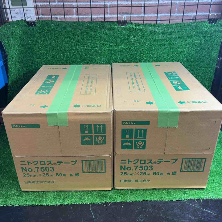 【未使用品】 日東 ニトクロステープ No.7503 25mm×25m 緑 ２箱-120巻セット 【藤沢店】
