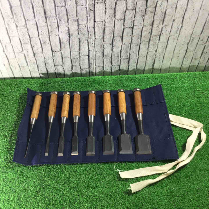 清久作 追入鑿8本組 赤樫柄 収納袋付属 ※6mm、12mm欠品しています 【川口店】