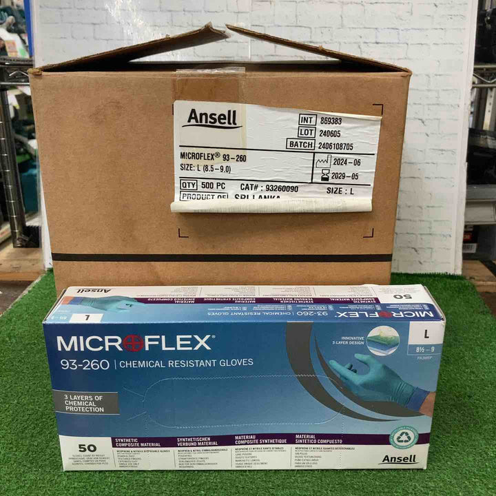 Ansell マイクロフレックス 使い捨て手袋 93-260 Lサイズ 50枚×10箱 ニトリル ネオプレン【町田店】