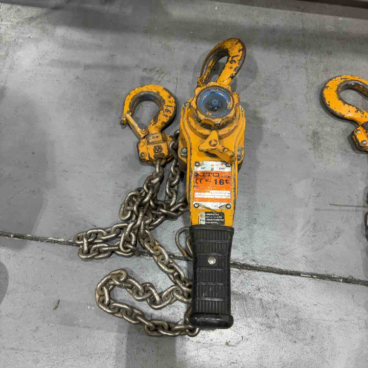 KITO/キトー レバーブロック L5型 LB016 荷重1.6t/1.6トン 揚程1.5m レバーホイスト ガッチャ 荷揚げ機 荷締め 3台セット【川口店】
