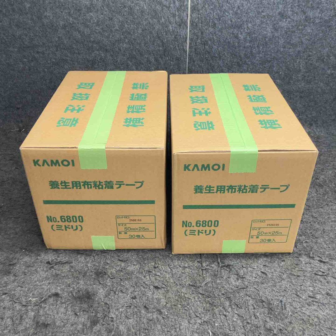 カモ井(KAMOI) 養生用布粘着テープ No.6800 ミドリ 50mm×25m 30巻入 (2箱 計60巻入)【鴻巣店】