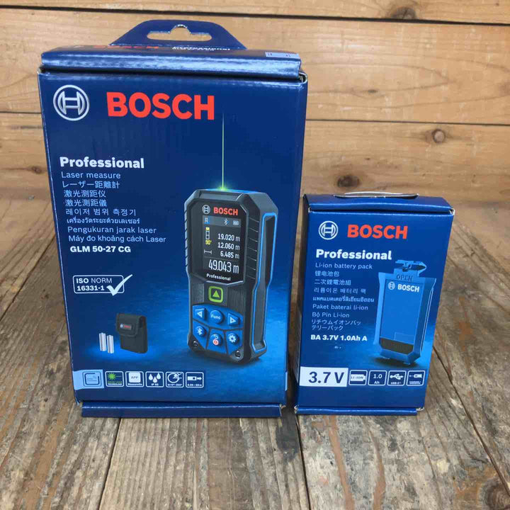 【未使用品】◇ボッシュ(BOSCH) グリーンレーザー距離計 GLM50-27CG+純正バッテリー1個セット【所沢店】
