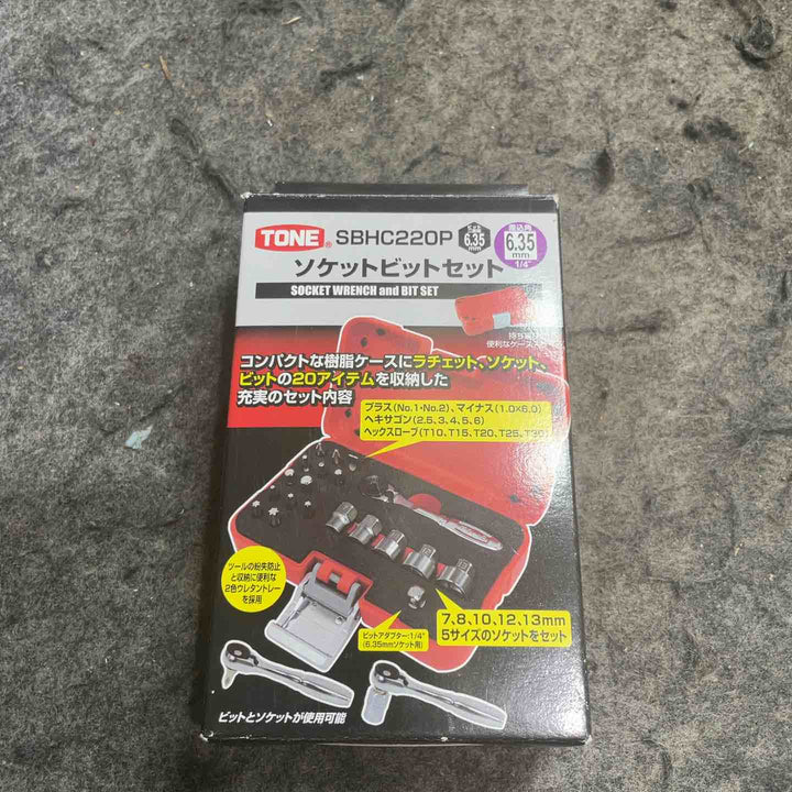 トネ(TONE) ソケットビットセット 差込角6.35mm(1/4") SBHC220P 内容19点 レッド【桶川店】