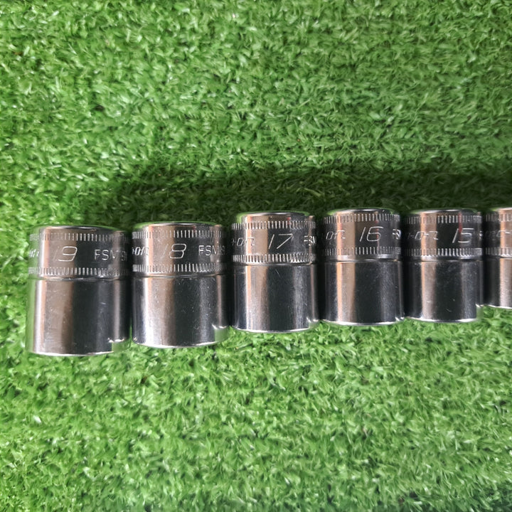 【美品】★スナップオン(Snap-on) 3/8"シャローソケットセット 212FSMY 8mm-19mm 12pc【岩槻店】
