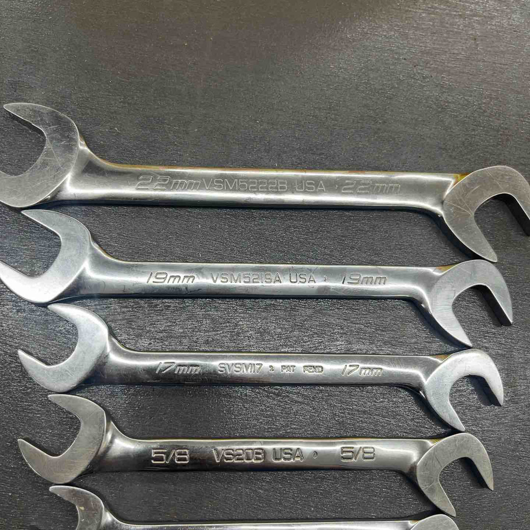 スナップオン(Snap-on)VSM5222B VSM5219A VS20B SVSM17 SVSM14 SVSM13 SVSM12 SVSM10　22,19,5/8,17,14,13,12,10 オープンエンドレンチ 8点　【越谷店】