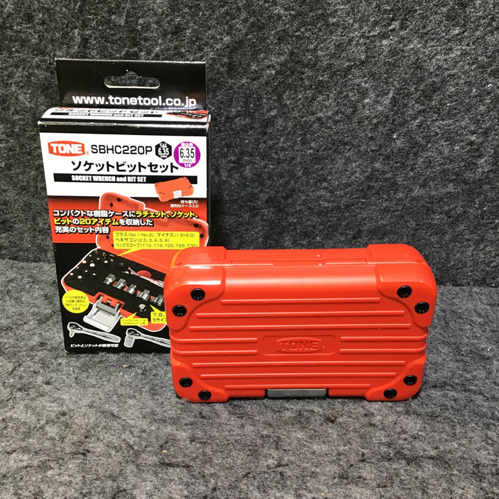 【未使用品】トネ(TONE) ソケットビットセット 差込角6.35mm(1/4") SBHC220P 内容19点 レッド【桶川店】