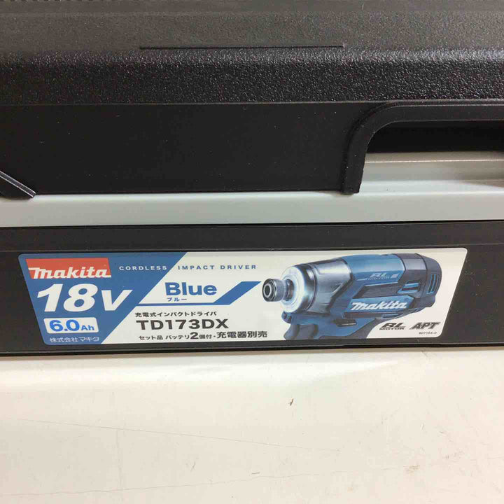 【未使用品】★純正バッテリー2個付き★マキタ(makita) コードレスインパクトドライバー TD173DX ブルー 青【戸田店】