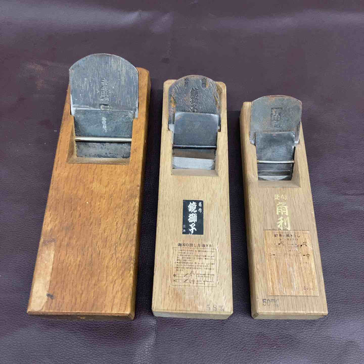 【中古品】 鉋 鏡獅子・吉？角利 鉋3個セット 鉋 かんな カンナ 和工具 大工道具 鑿 のみ 鋸 のこ 【東大和店】