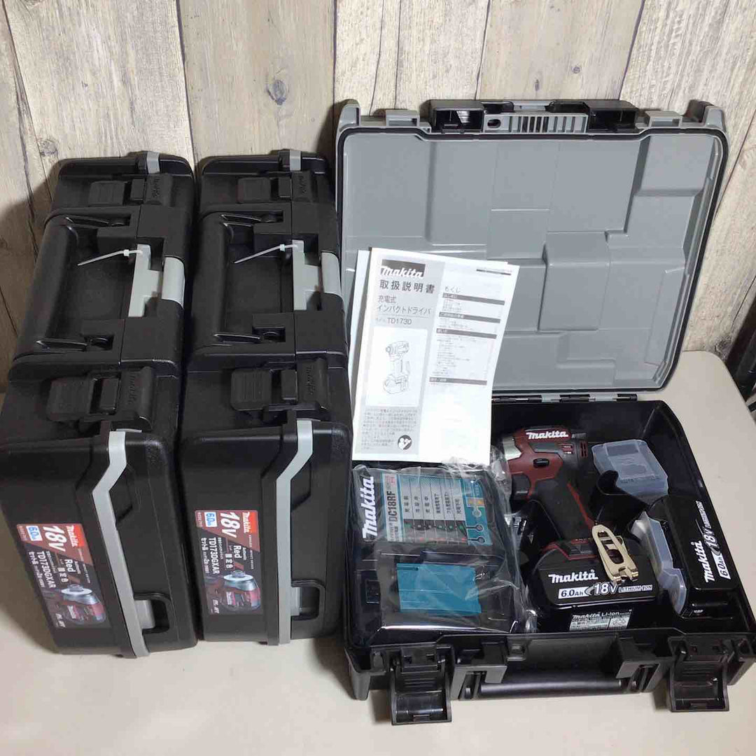 【未使用品】 限定色 マキタ makita コードレス インパクトドライバー TD173DGXAB 3台 フルセット インパクト レッド 赤 純正 純正品 【戸田店】