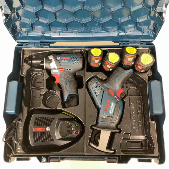 【039】【102】ボッシュ(BOSCH) コードレスセーバーソー GSA10.8V-LI + インパクトドライバー GDR10.8-LI + バッテリー4個 + 充電器セット【戸田店】