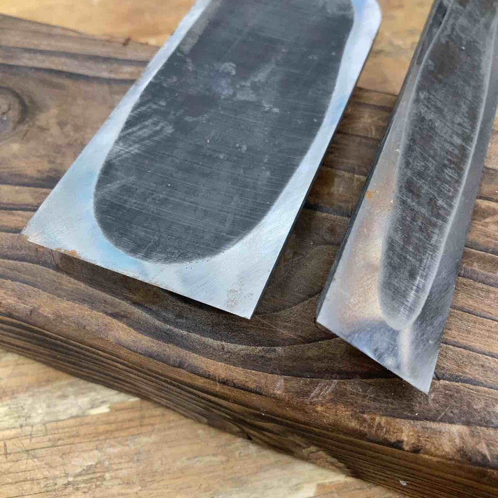【中古品】　銘不明 突き鑿 2本組 「●村」 のみ 和工具 大工道具【柏店】
