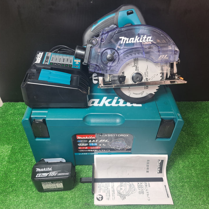 【美品】★マキタ(makita) コードレス防じん丸のこ KS511DRGX バッテリー1個付き、新品の純正刃付き【岩槻店】