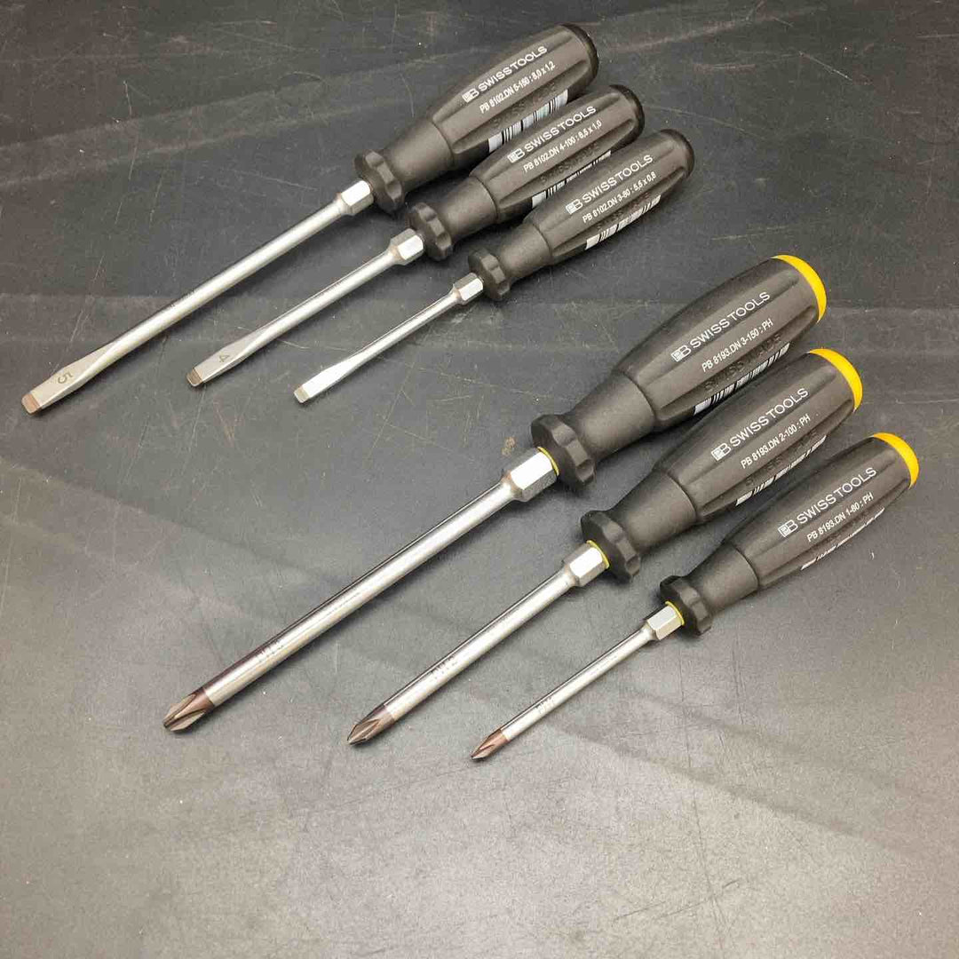 ◇PB SWISS TOOLS スイスツールズ 6本組スイスグリップ 貫通マイナス・プラスドライバーセット 8249.DNCBB【川越店】