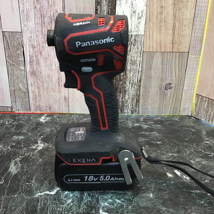 〇パナソニック 充電インパクトドライバー EZ1PD1 デュアル(14.4V/18V対応)+BRAIN 電子クラッチ搭載 18V高容量5.0Ah電池パック×2個・充電器・アタッチメント・プラスチックケース付 EXENA Pシリーズ レッド EZ1PD1J18A1R【八潮店】