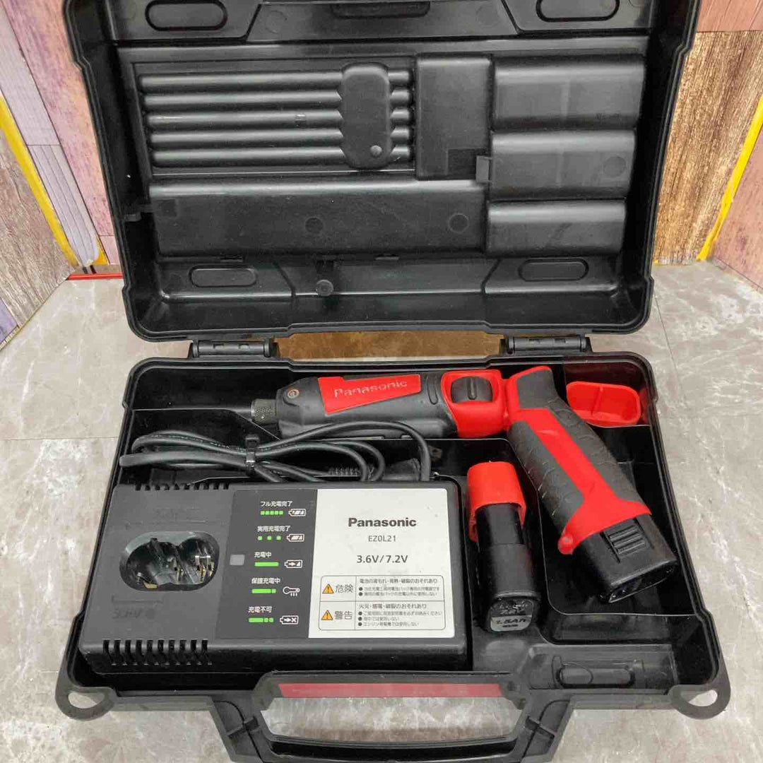 【中古品】☆パナソニック Panasonic コードレススティックインパクトドライバー EZ7521LA2S-R バッテリー2個付き【八潮店】