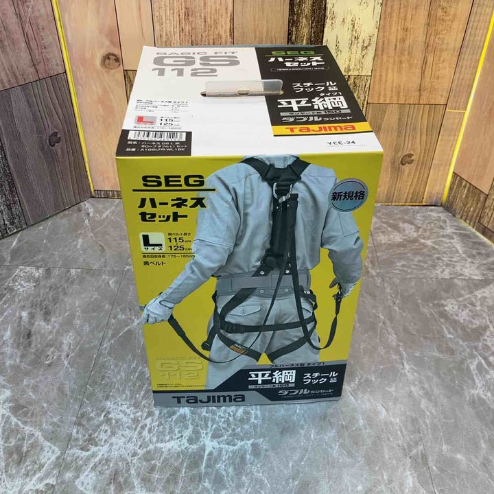 □タジマ(Tajima) ハーネスGS＋平ロープダブルランヤードL1セット 黒 Lサイズ A1GSLFR-WL1BK【八潮店】
