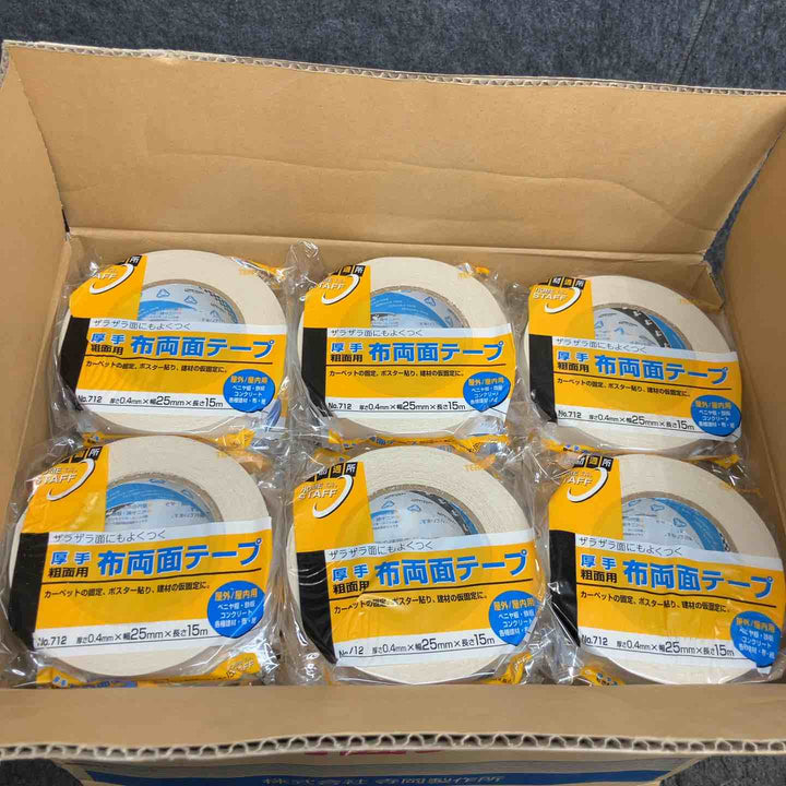 ◇寺岡(TERAOKA) 布両面テープ No.712 厚さ0.4mmｘ幅25mmｘ長さ15ｍ 60巻入【鴻巣店】