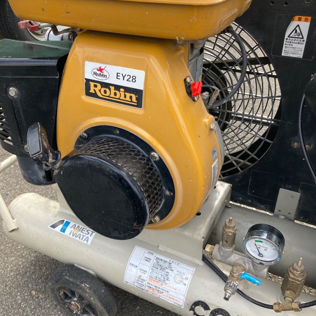 【中古品/店頭受取り限定】アネスト岩田 エンジンコンプレッサ PLUE33-7 3.7kw 5馬力【東大和店】