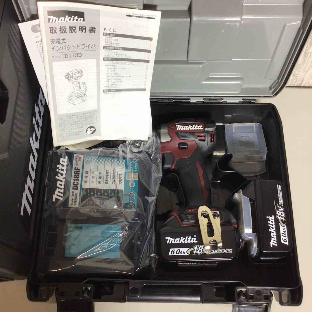【未使用品】 限定色 マキタ makita コードレス インパクトドライバー TD173DGXAB 2台 フルセット インパクト レッド 赤 純正 純正品 【戸田店】