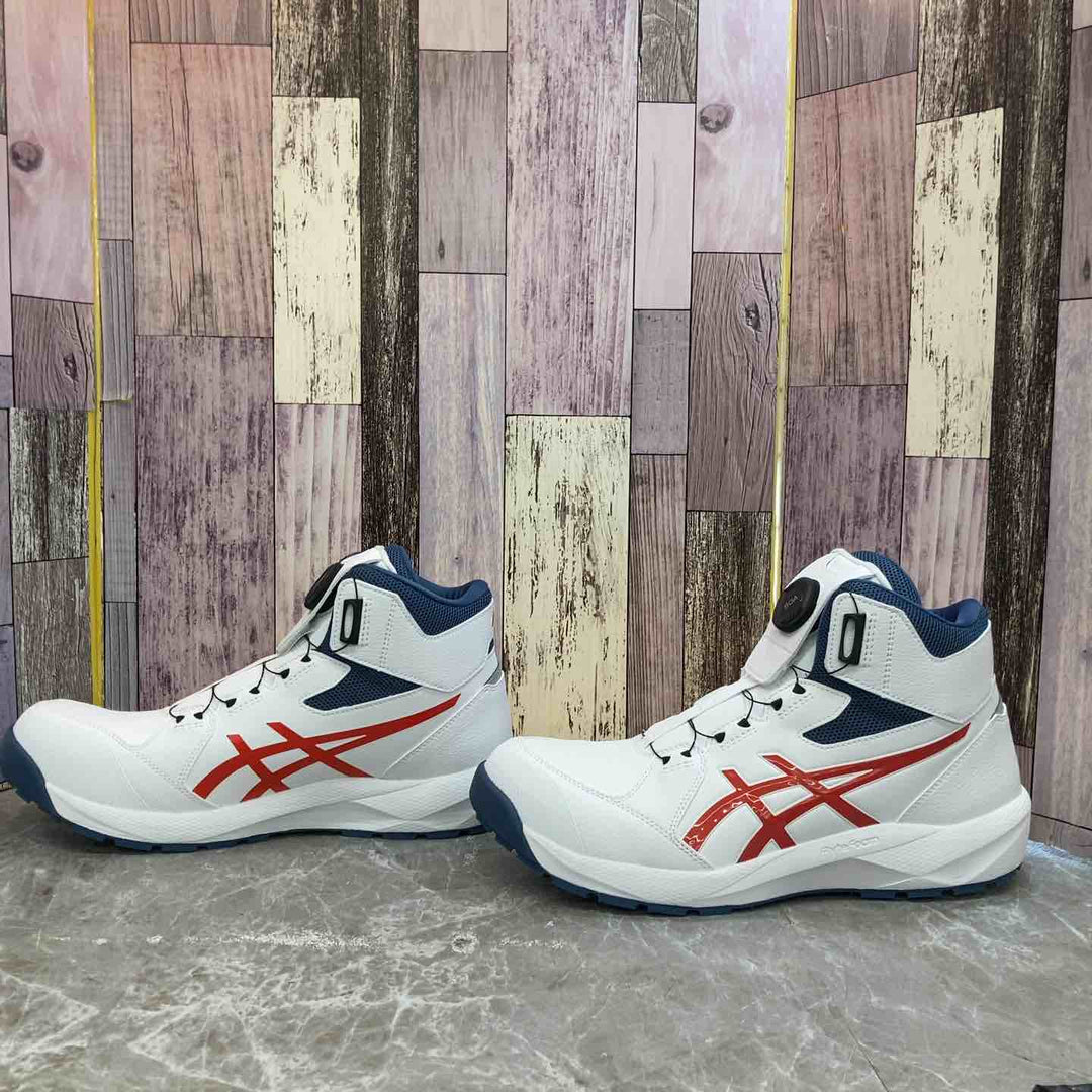 【未使用品】◇アシックス 安全靴 ウィンジョブ CP314 BOA ハイカット ホワイト/チェリートマト 27.5cm【八潮店】