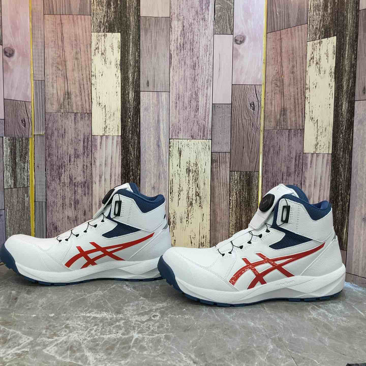 【未使用品】◇アシックス 安全靴 ウィンジョブ CP314 BOA ハイカット ホワイト/チェリートマト 27.5cm【八潮店】