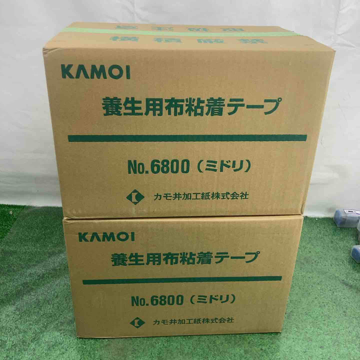 KAMOI 養生用布粘着テープ No.6800 ミドリ 50mm×25m 30巻入×2箱【町田店】