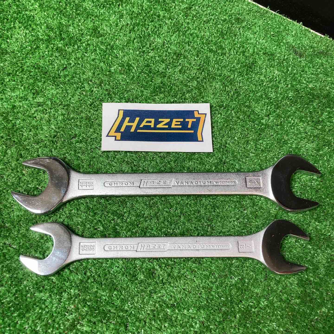 【美品】▲ハゼット(HAZET)ダブルオープンエンドレンチ 450 8本組 インチタイプ（1/4-1インチ）両口スパナ【岩槻店】