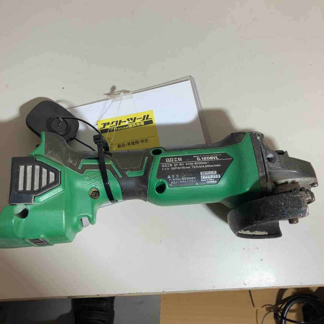 ◇ハイコーキ(HIKOKI ※旧:日立工機) コードレスディスクグラインダー 100mm  G18DBVL(NN)(L)　本体のみ　18V対応【戸田店】