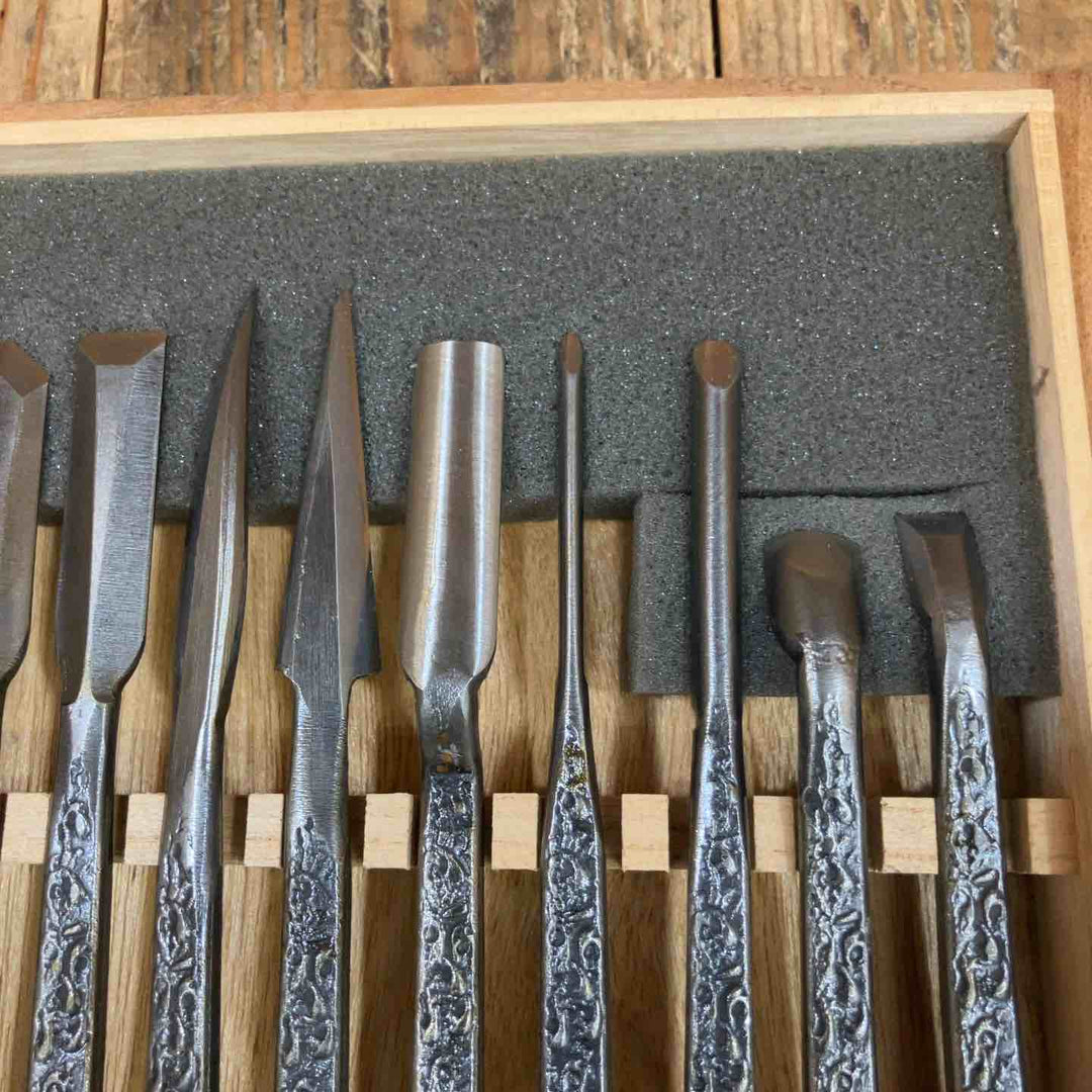 【美品】彫清 彫刻刀 共柄 15本組 道※備考欄要確認【所沢店】