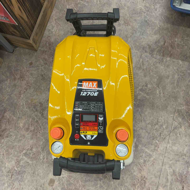 【中古】マックス(MAX) エアコンプレッサー AK-HH1270E  カバーイエロー、タンクホワイト塗装※ドレンコック不良有【所沢店】