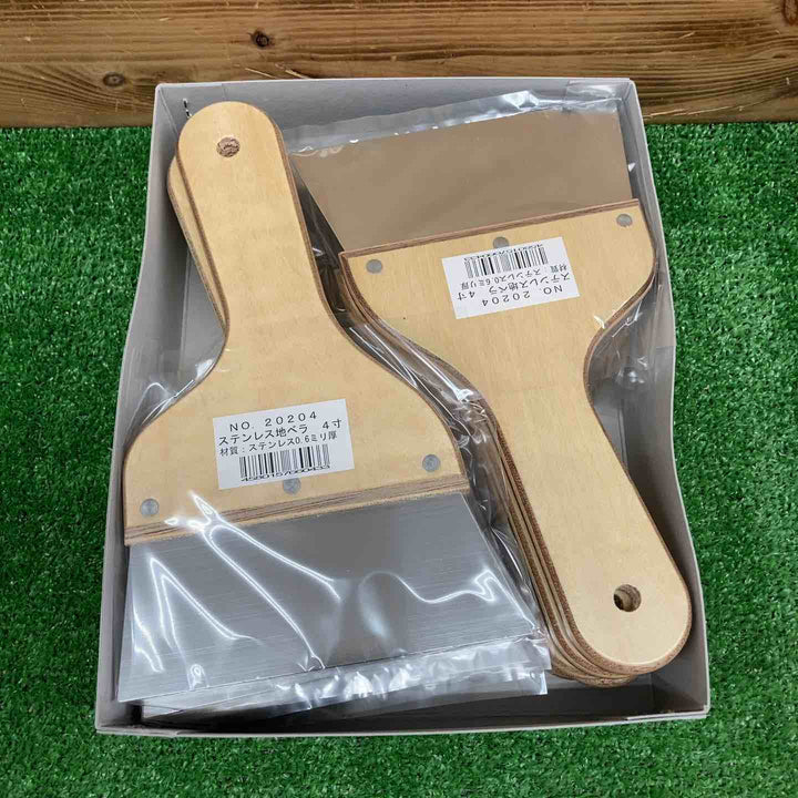 【未使用品】 ステンレス地ベラ 4寸 0.6mm厚 No.20204 10本入り 【鴻巣店】